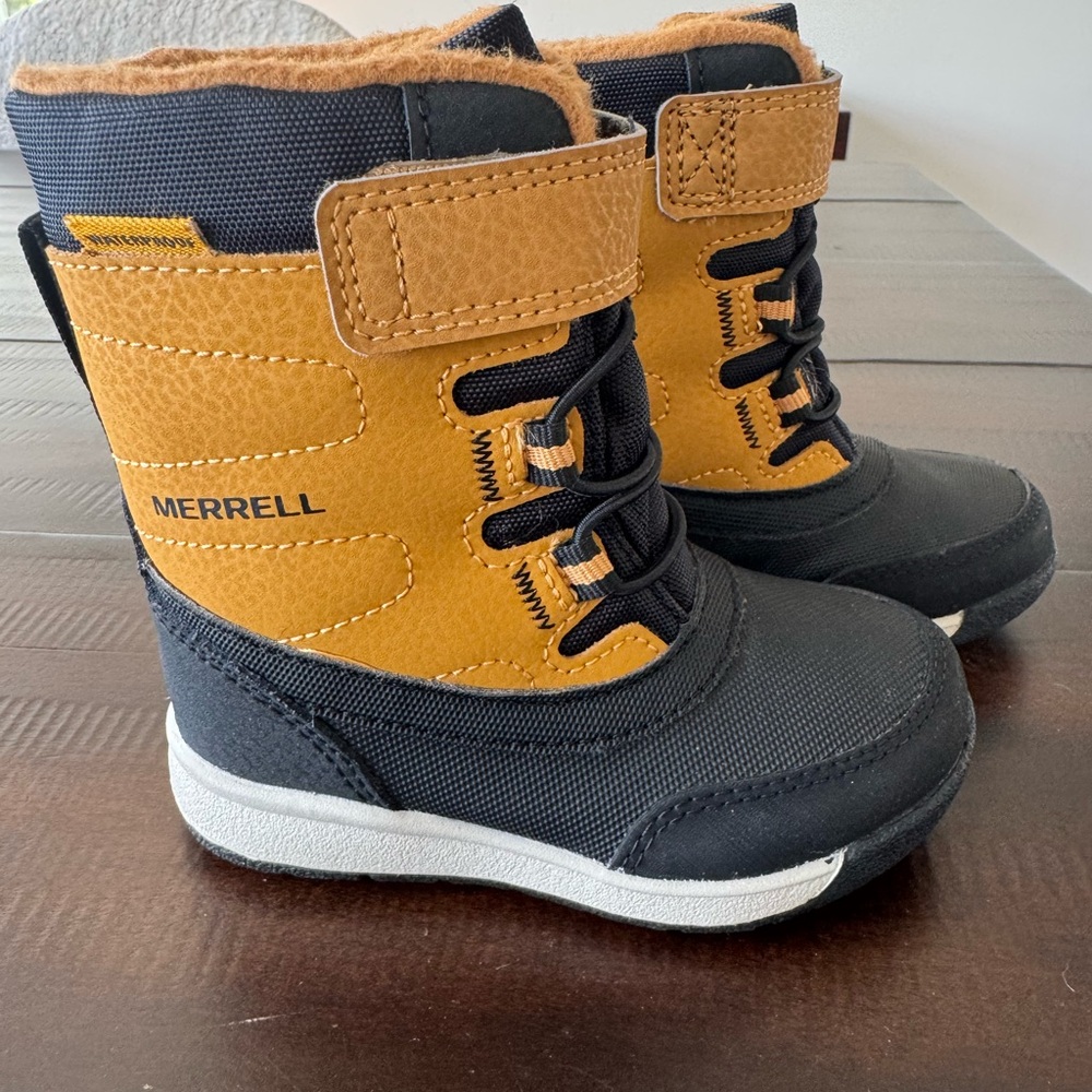 Merrell Kids' Waterproof Winter Boots in Black & Tan